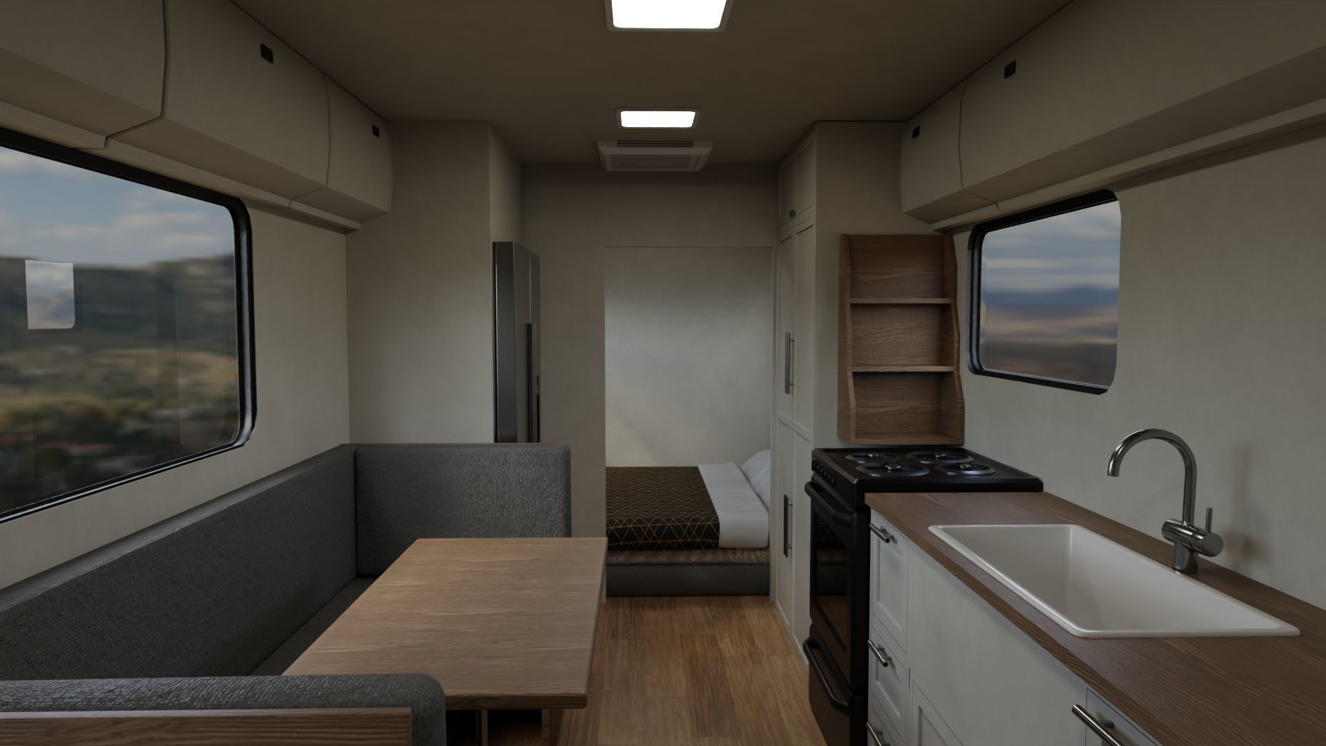 Motorhome Trailer RV Low-poly 3D model_1