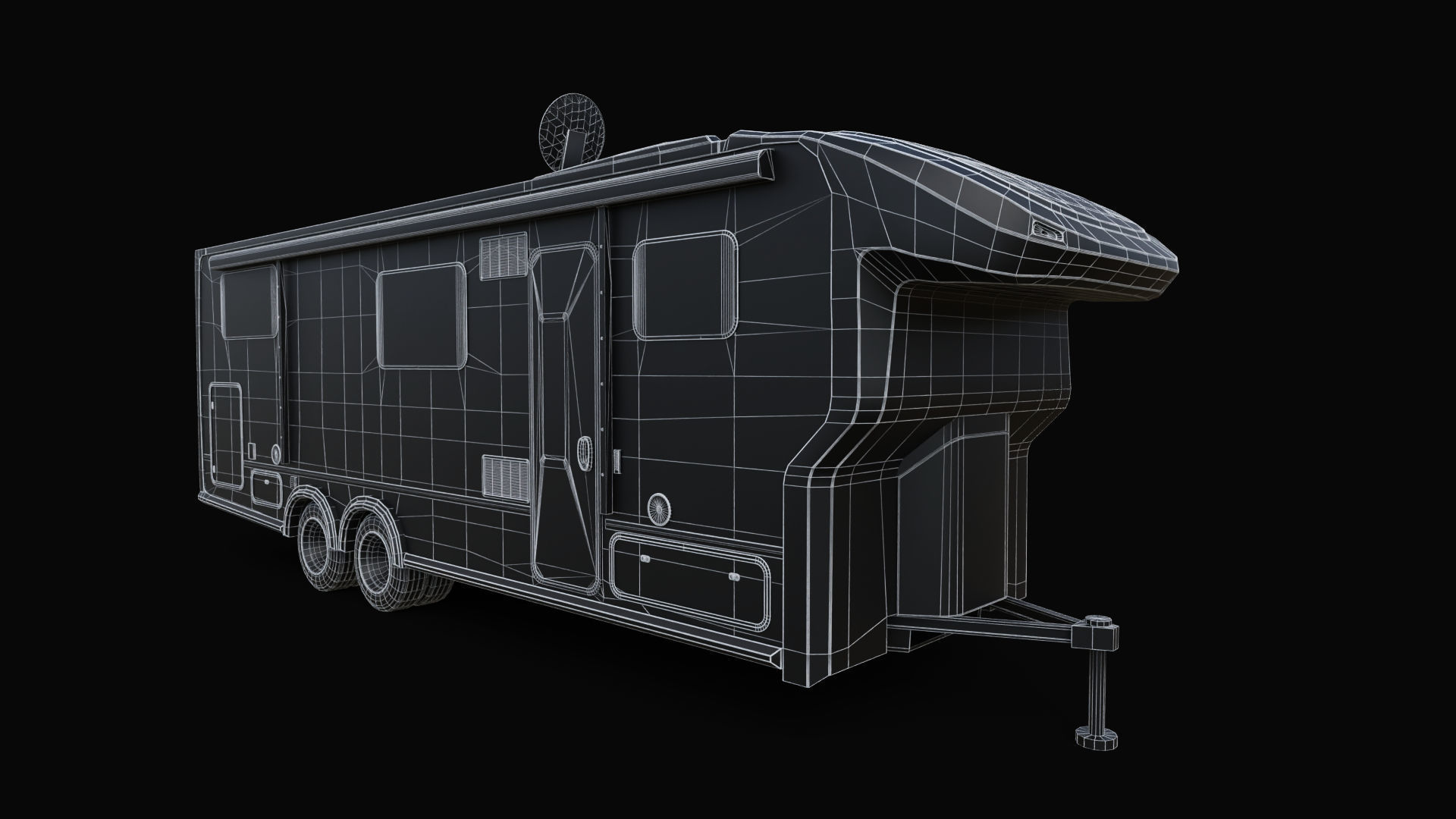 Motorhome Trailer RV Low-poly 3D model_5
