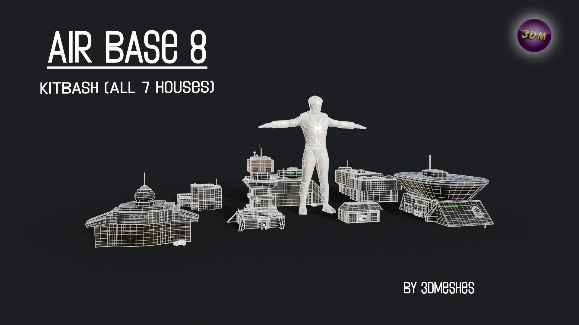 Air Base 8 - Kitbash -  All 7 Houses - PBR Low Poly 3D Model Collection_23