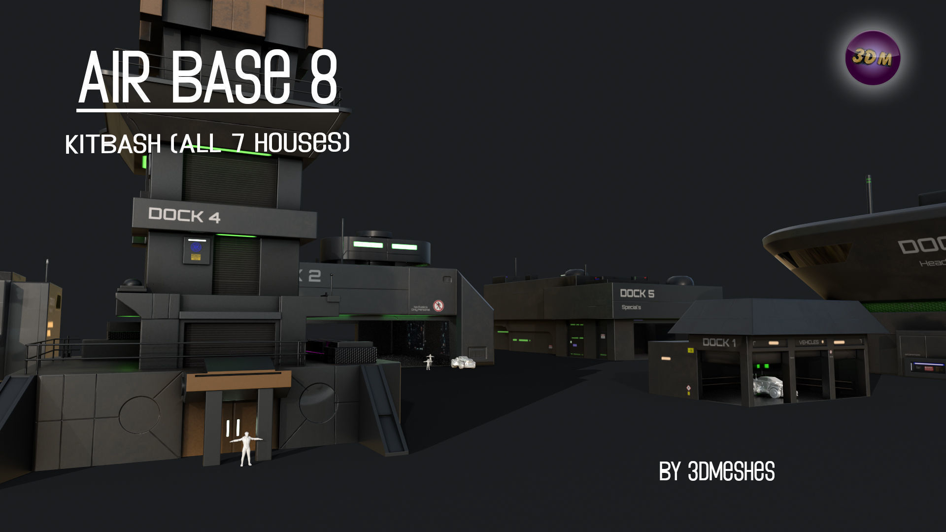 Air Base 8 - Kitbash -  All 7 Houses - PBR Low Poly 3D Model Collection_26
