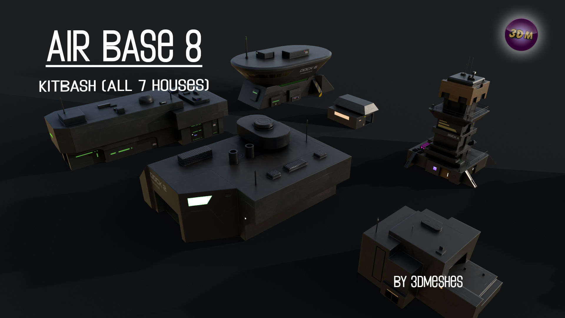 Air Base 8 - Kitbash -  All 7 Houses - PBR Low Poly 3D Model Collection_19