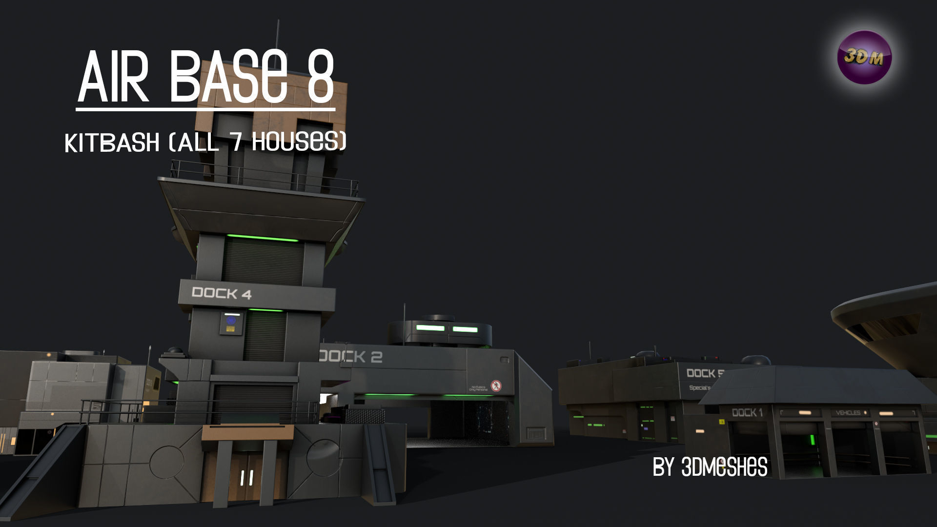 Air Base 8 - Kitbash -  All 7 Houses - PBR Low Poly 3D Model Collection_27