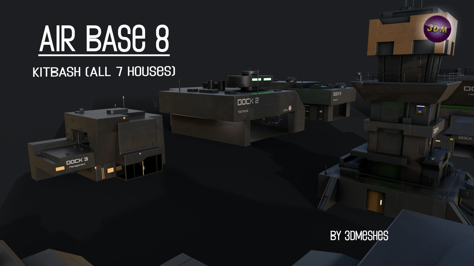 Air Base 8 - Kitbash -  All 7 Houses - PBR Low Poly 3D Model Collection_30