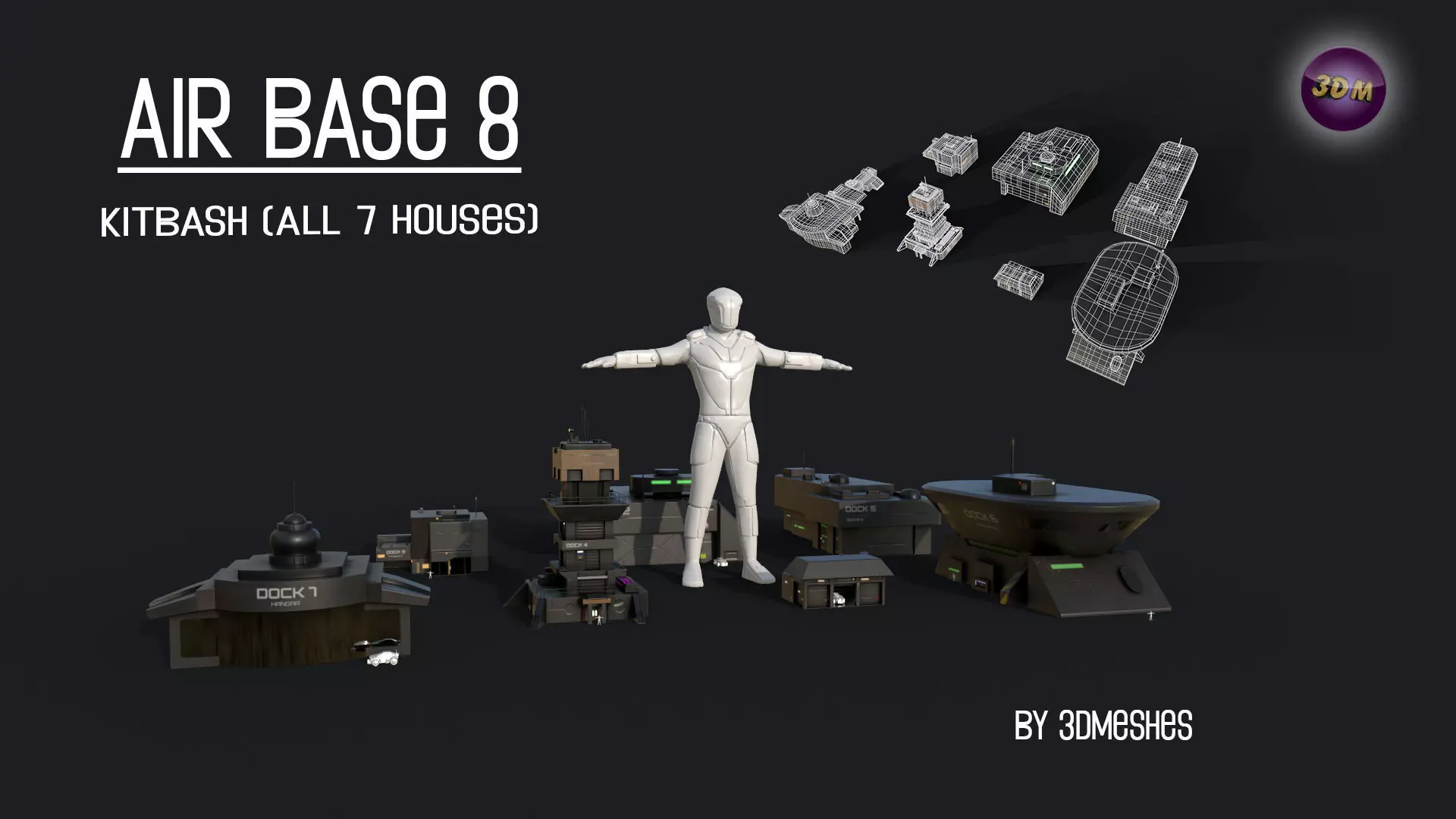 Air Base 8 - Kitbash -  All 7 Houses - PBR Low Poly 3D Model Collection_0