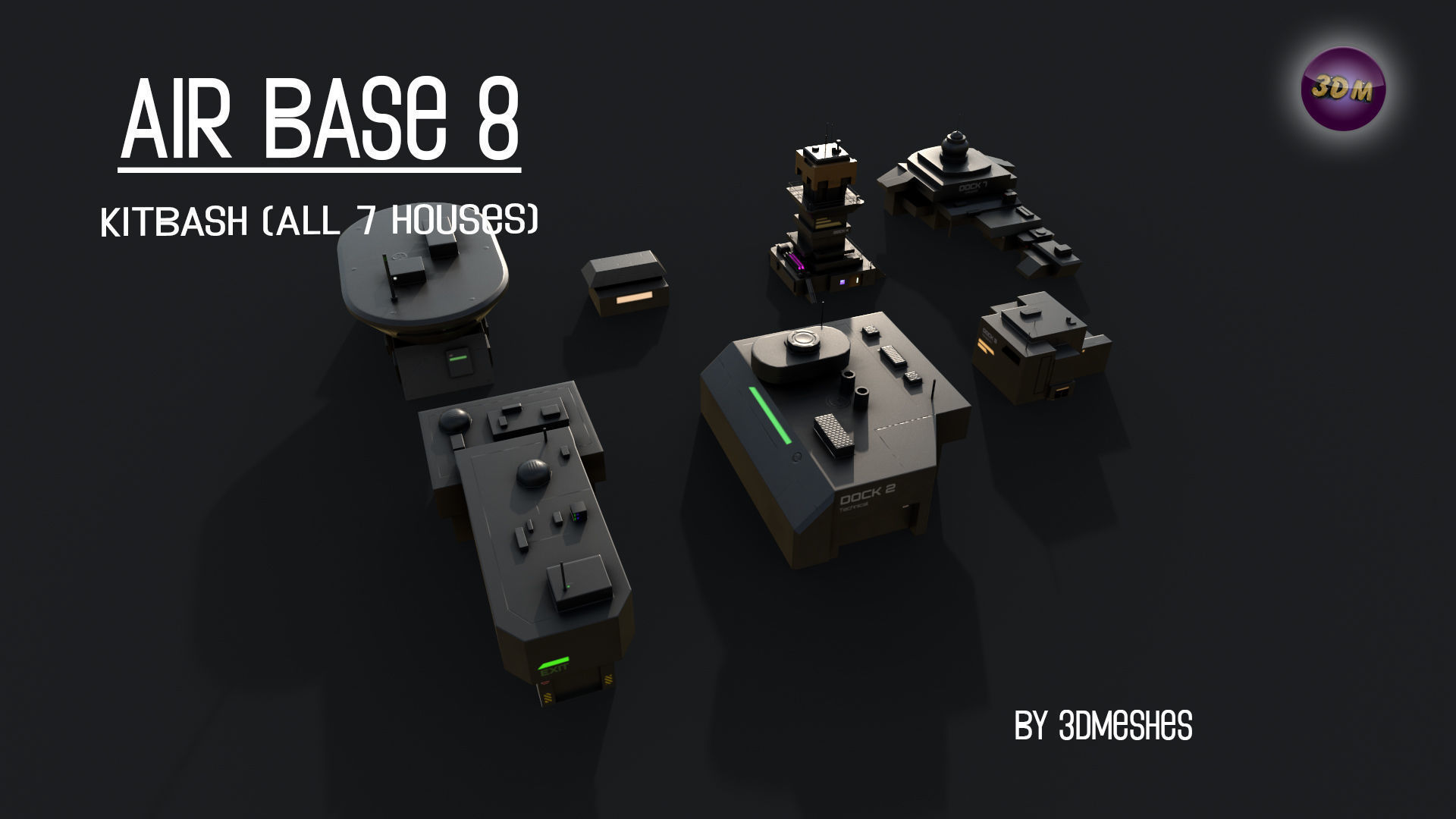 Air Base 8 - Kitbash -  All 7 Houses - PBR Low Poly 3D Model Collection_16