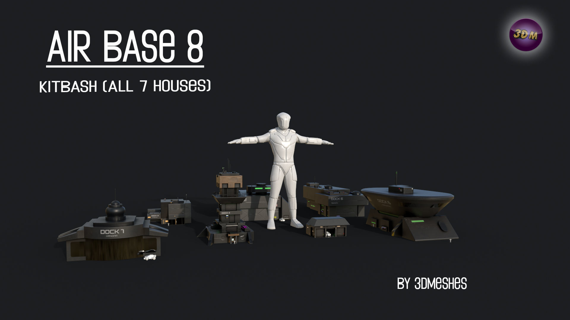 Air Base 8 - Kitbash -  All 7 Houses - PBR Low Poly 3D Model Collection_20
