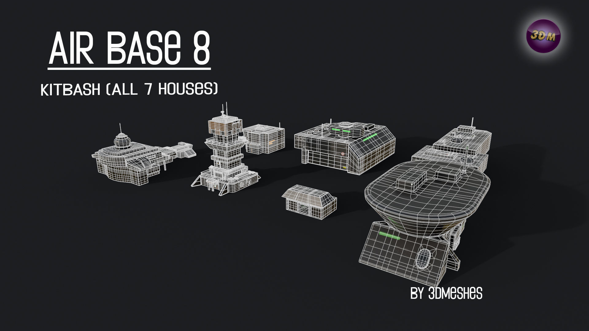 Air Base 8 - Kitbash -  All 7 Houses - PBR Low Poly 3D Model Collection_28