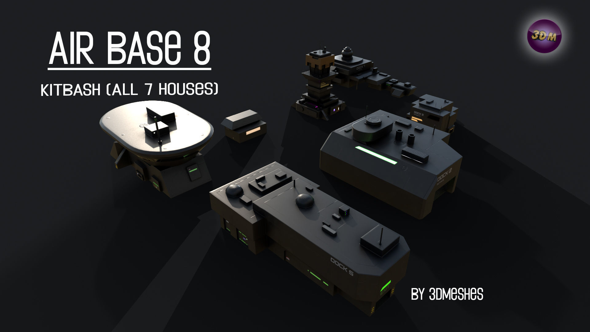 Air Base 8 - Kitbash -  All 7 Houses - PBR Low Poly 3D Model Collection_32