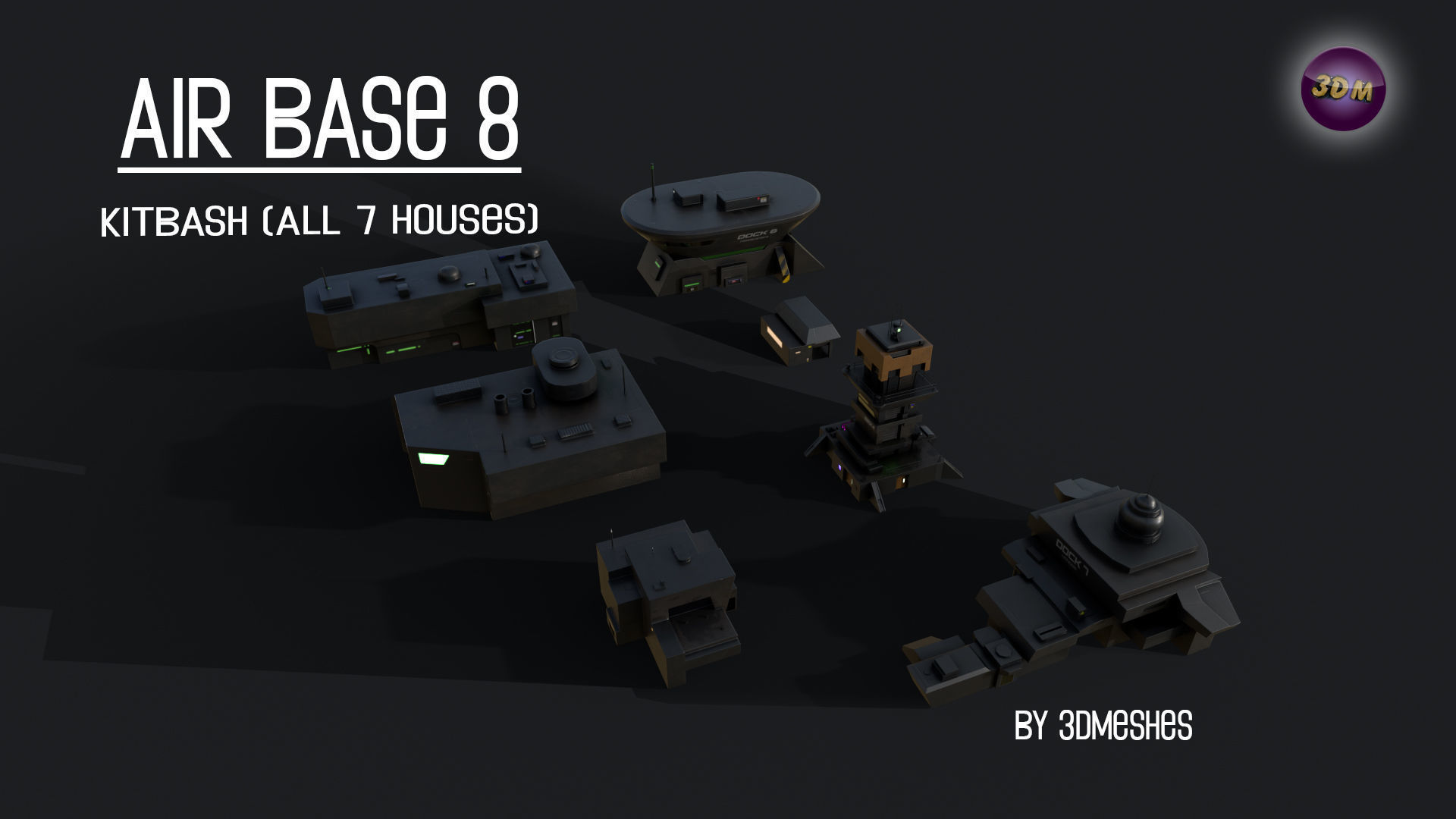 Air Base 8 - Kitbash -  All 7 Houses - PBR Low Poly 3D Model Collection_43