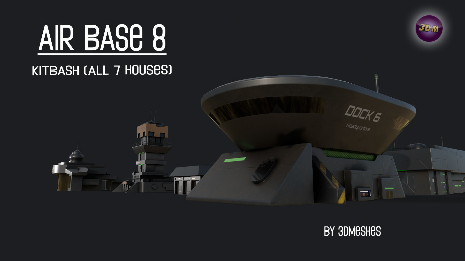 Air Base 8 - Kitbash -  All 7 Houses - PBR Low Poly 3D Model Collection_39