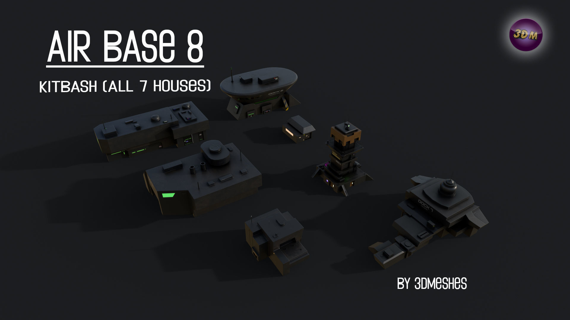 Air Base 8 - Kitbash -  All 7 Houses - PBR Low Poly 3D Model Collection_38