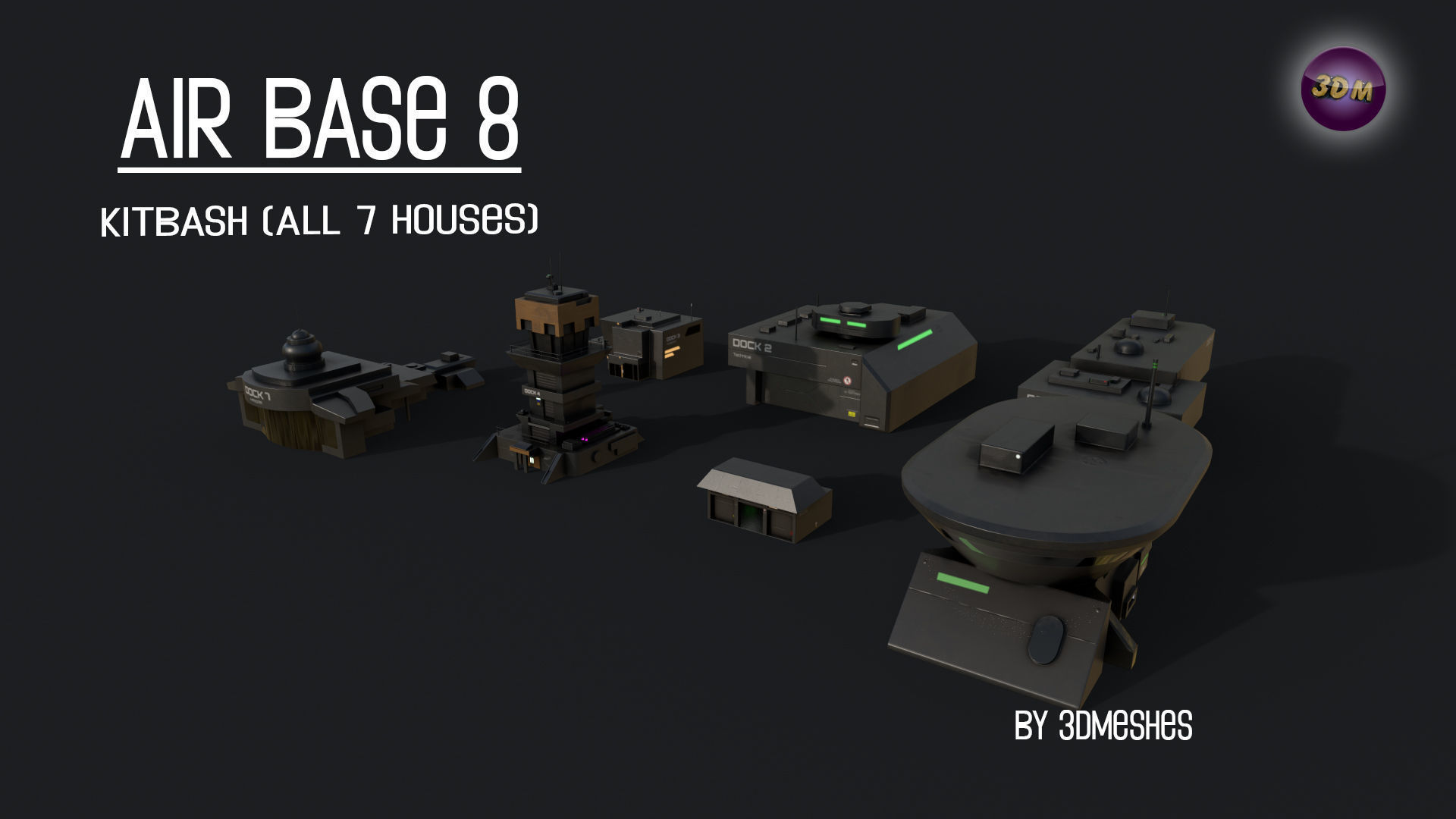 Air Base 8 - Kitbash -  All 7 Houses - PBR Low Poly 3D Model Collection_31