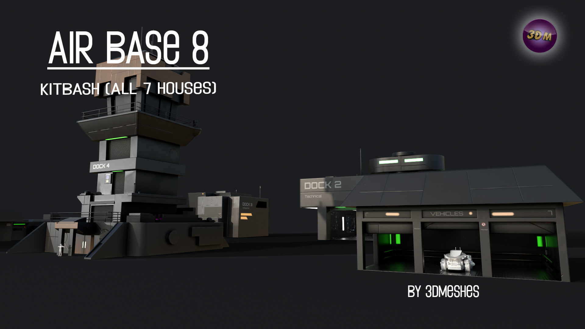 Air Base 8 - Kitbash -  All 7 Houses - PBR Low Poly 3D Model Collection_21