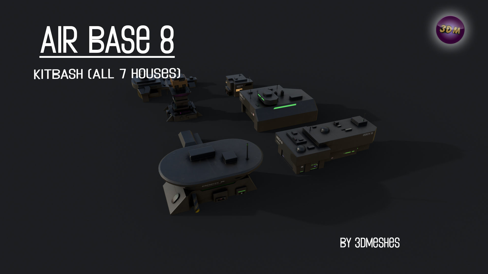 Air Base 8 - Kitbash -  All 7 Houses - PBR Low Poly 3D Model Collection_17