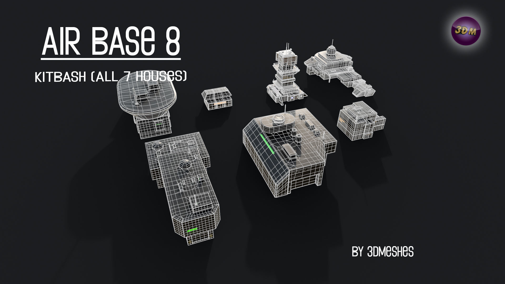 Air Base 8 - Kitbash -  All 7 Houses - PBR Low Poly 3D Model Collection_36