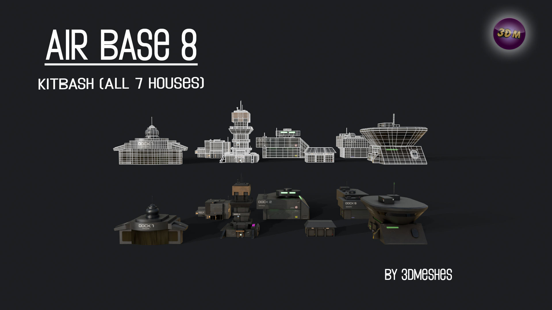 Air Base 8 - Kitbash -  All 7 Houses - PBR Low Poly 3D Model Collection_33