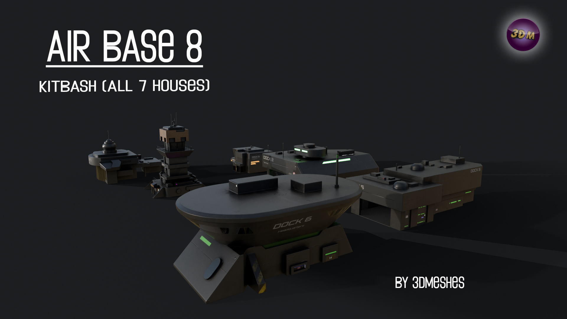 Air Base 8 - Kitbash -  All 7 Houses - PBR Low Poly 3D Model Collection_15