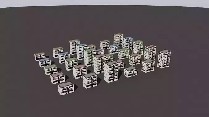 Cartoon Building Low Poly Building D 30 Variant Low-poly 3D model