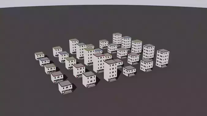 Cartoon Building Low Poly Building I 30 Variant Low-poly 3D model