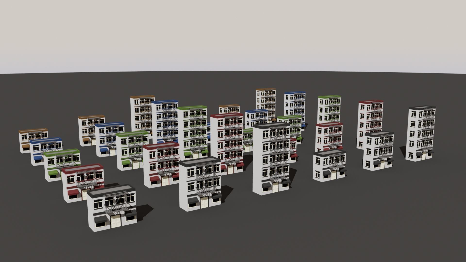 Cartoon Building Low Poly Building J 30 Variant Low-poly 3D model_1