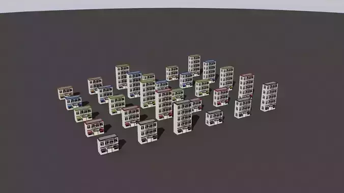 Cartoon Building Low Poly Building J 30 Variant Low-poly 3D model