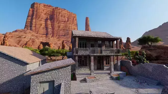 Vilage in forest-old house 3D model
