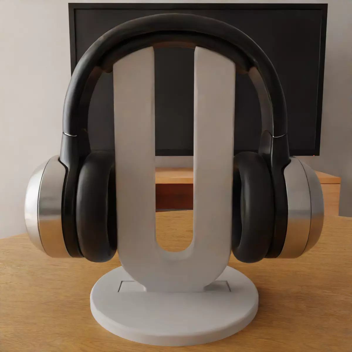 headphone holder stand letter u 3D print model_0