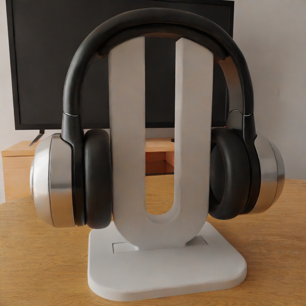 headphone holder stand letter u 3D print model_1