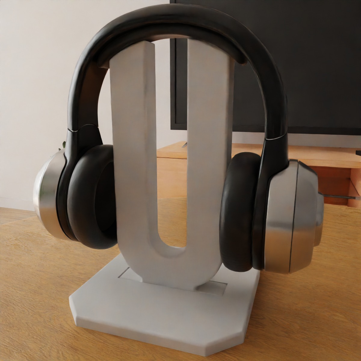 headphone holder stand letter u 3D print model_2