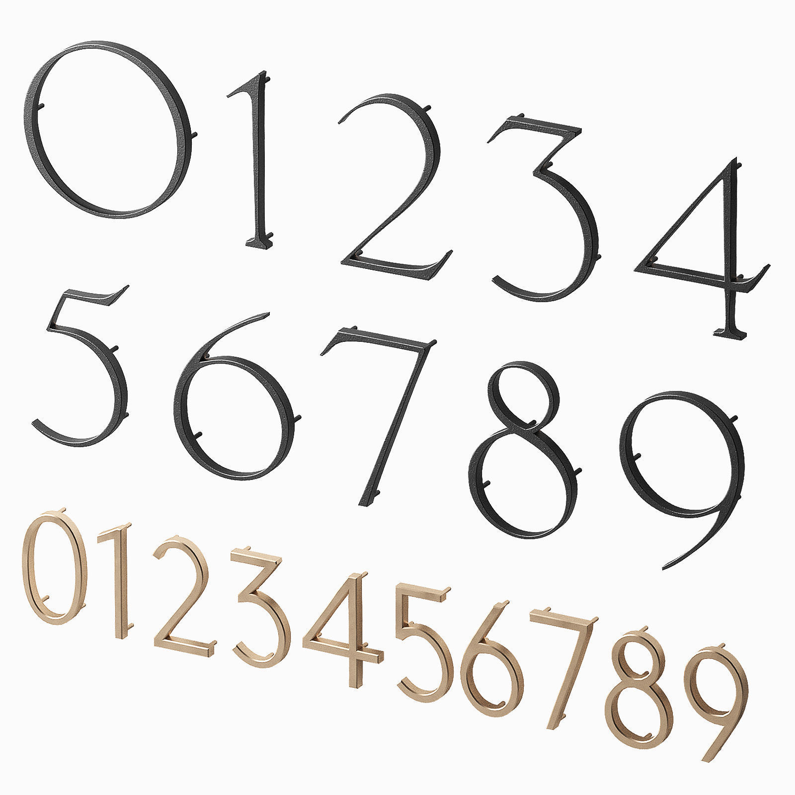 House sign door numbers Digits 0 - 9 Numbers with backlight 3D model_1