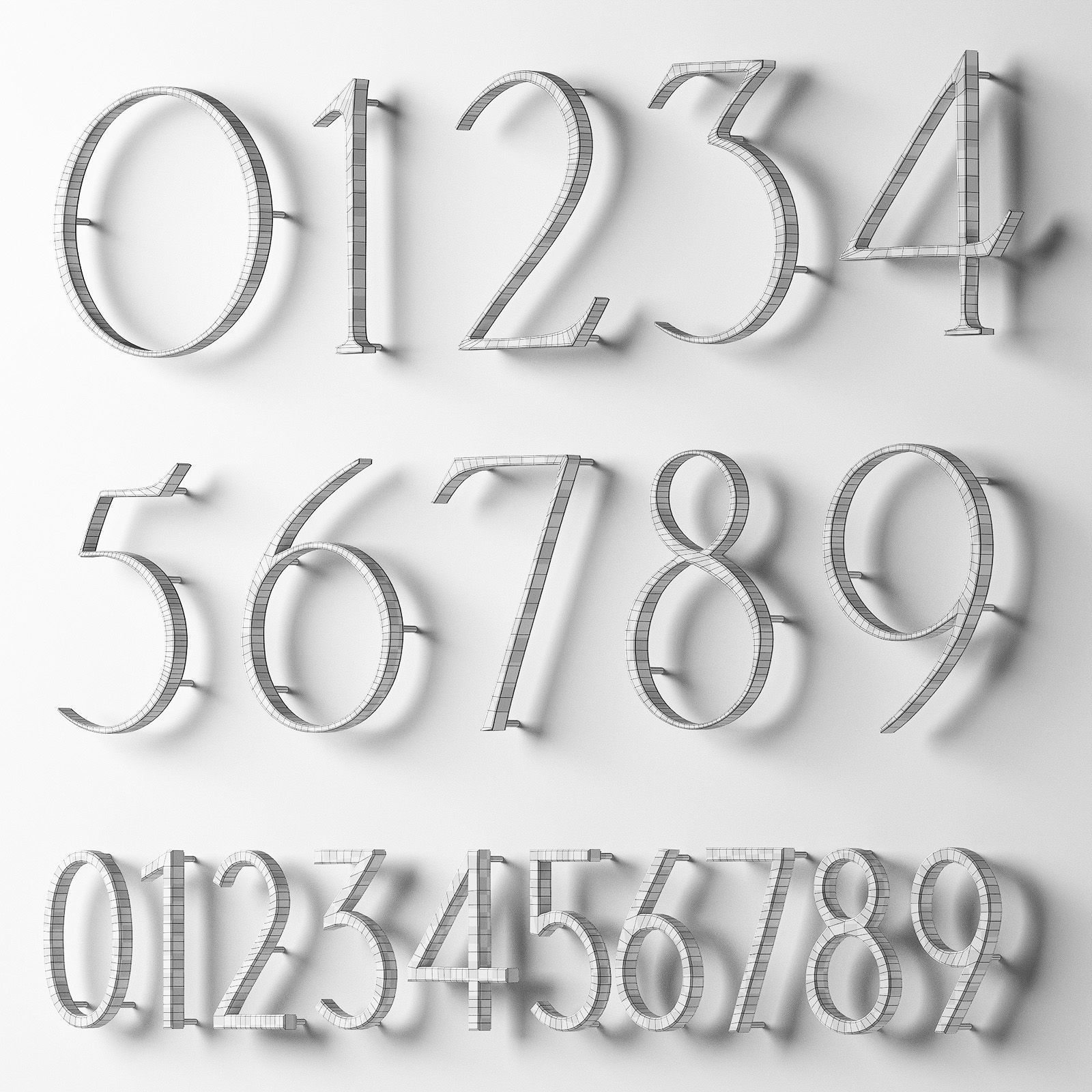 House sign door numbers Digits 0 - 9 Numbers with backlight 3D model_7