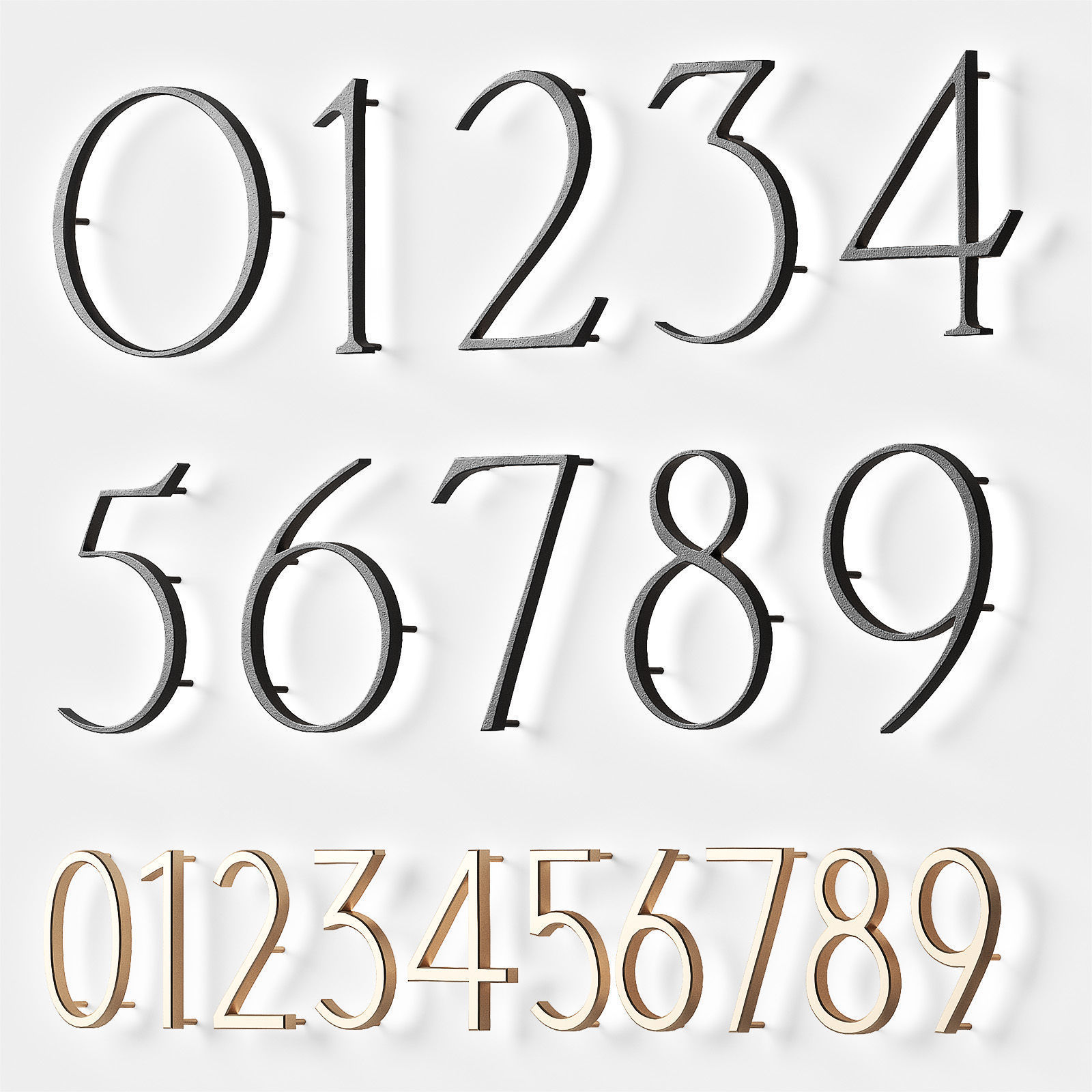 House sign door numbers Digits 0 - 9 Numbers with backlight 3D model_2
