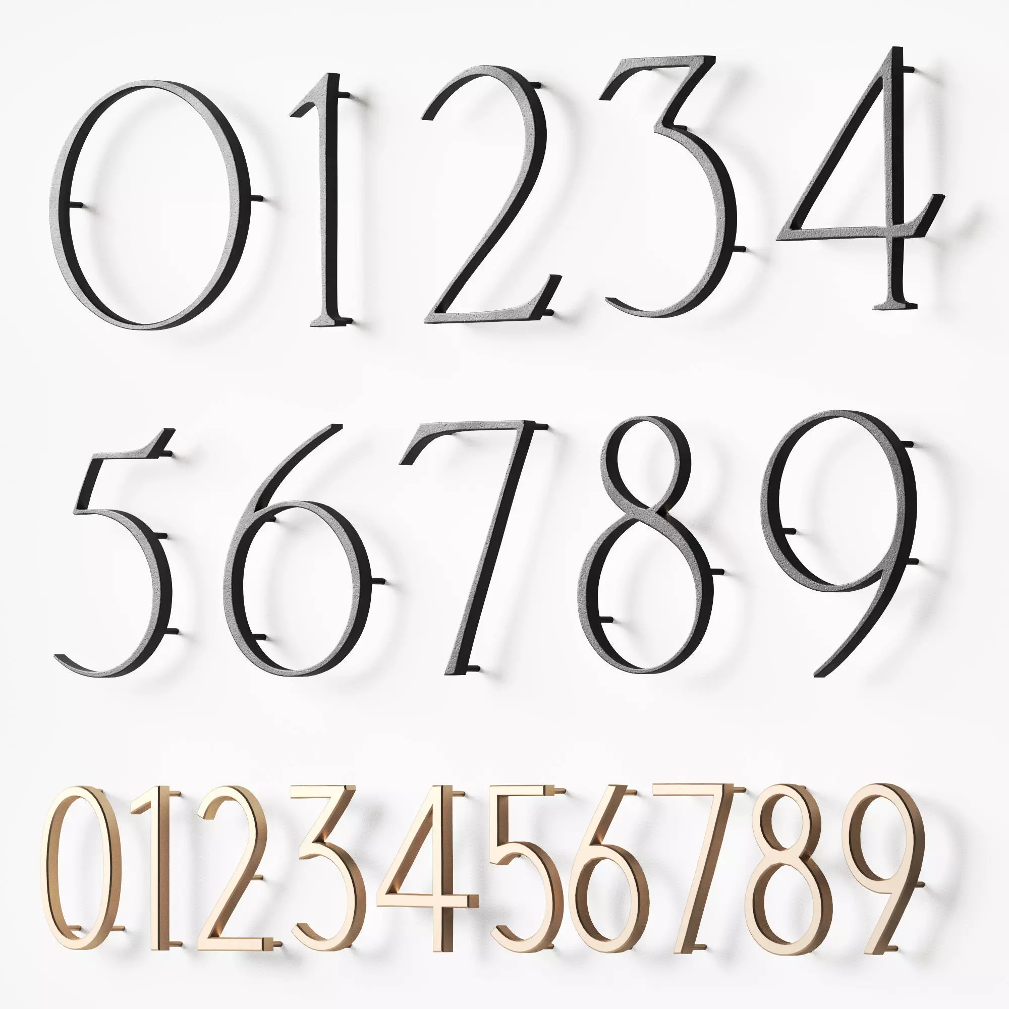 House sign door numbers Digits 0 - 9 Numbers with backlight 3D model_0