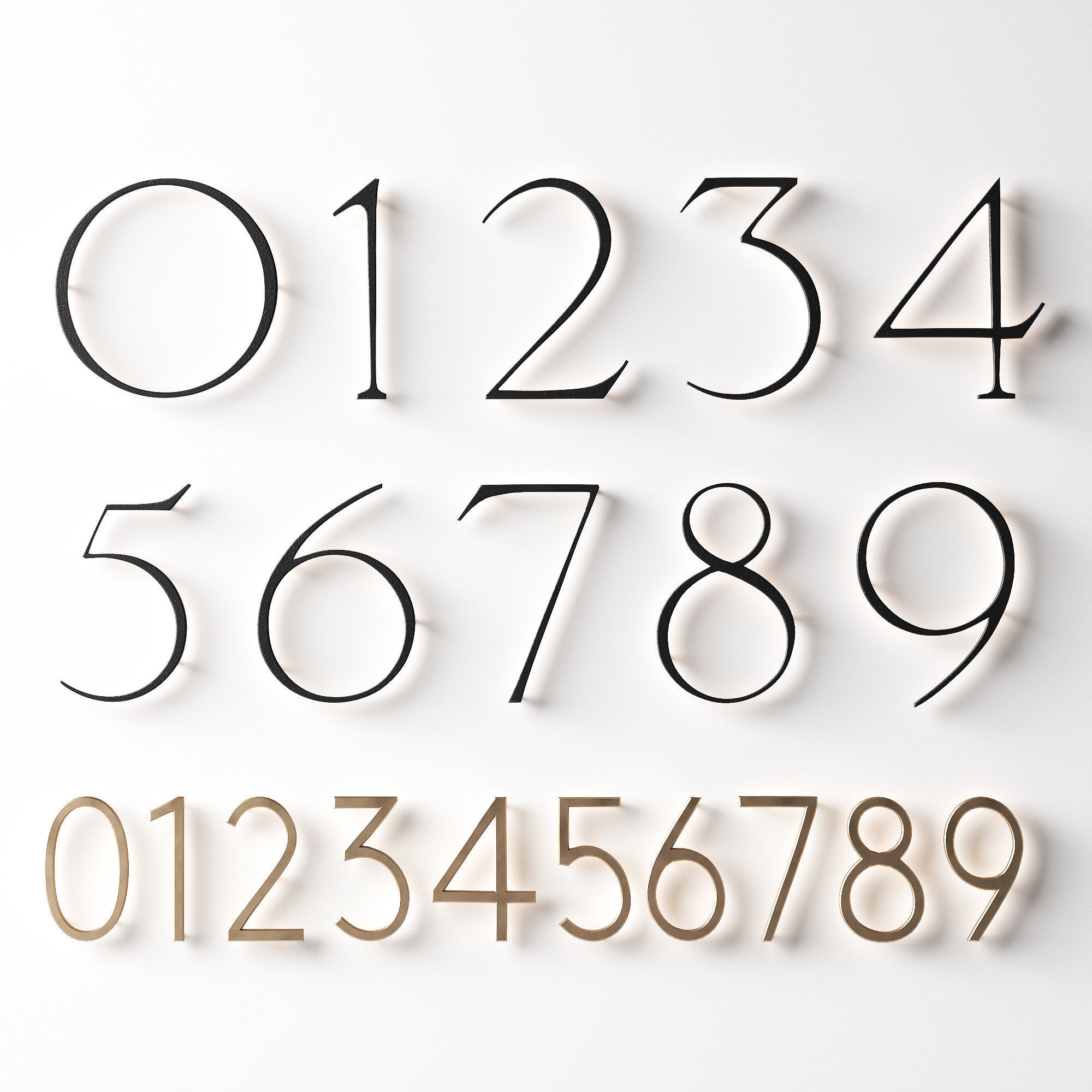 House sign door numbers Digits 0 - 9 Numbers with backlight 3D model_4