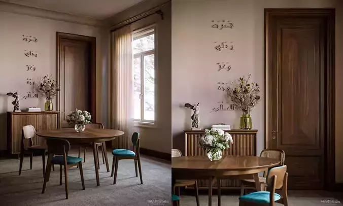 Dining Room Set From Mid Century Style-2024