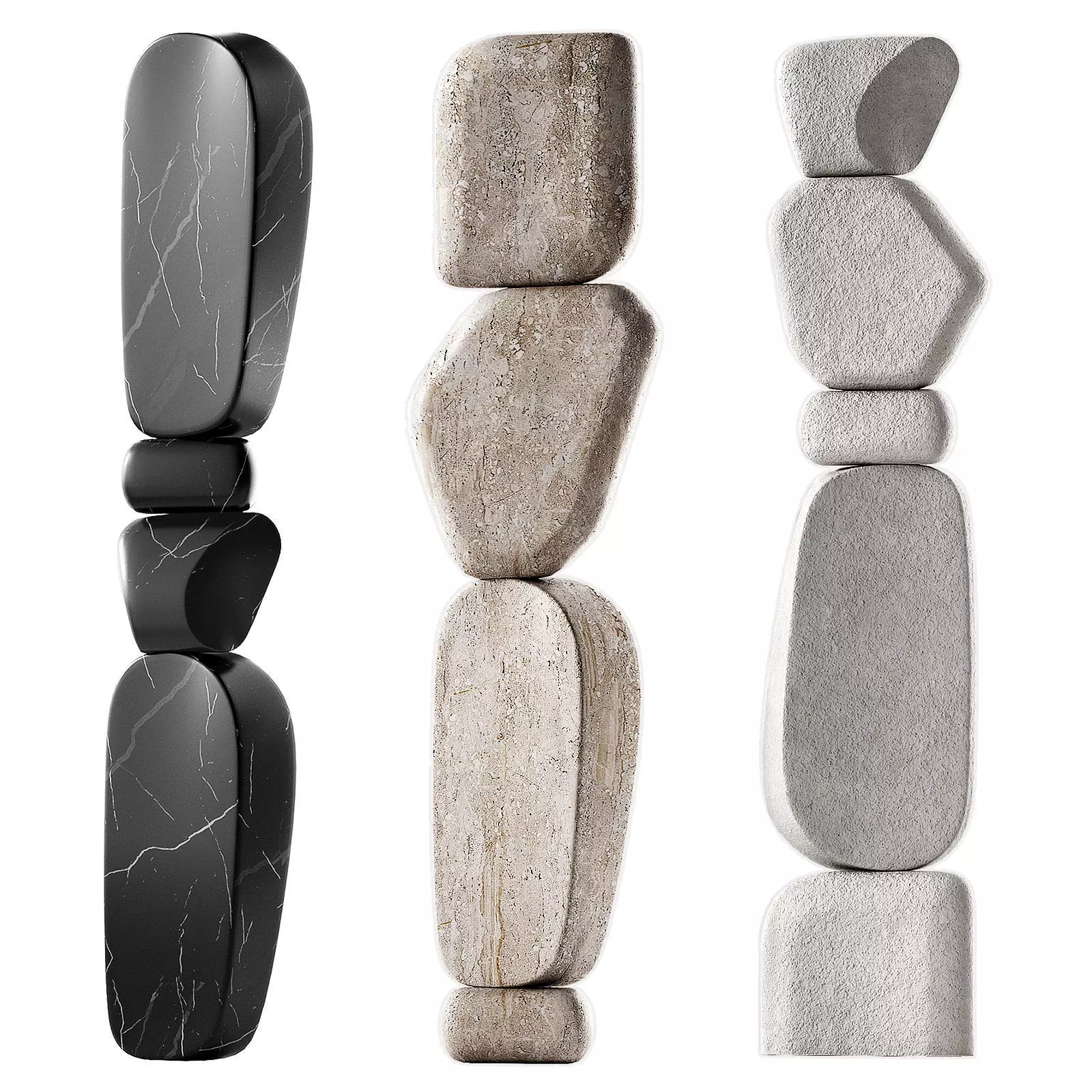 Standing Stone Pillars Modern Abstract sculpture 3D model_0