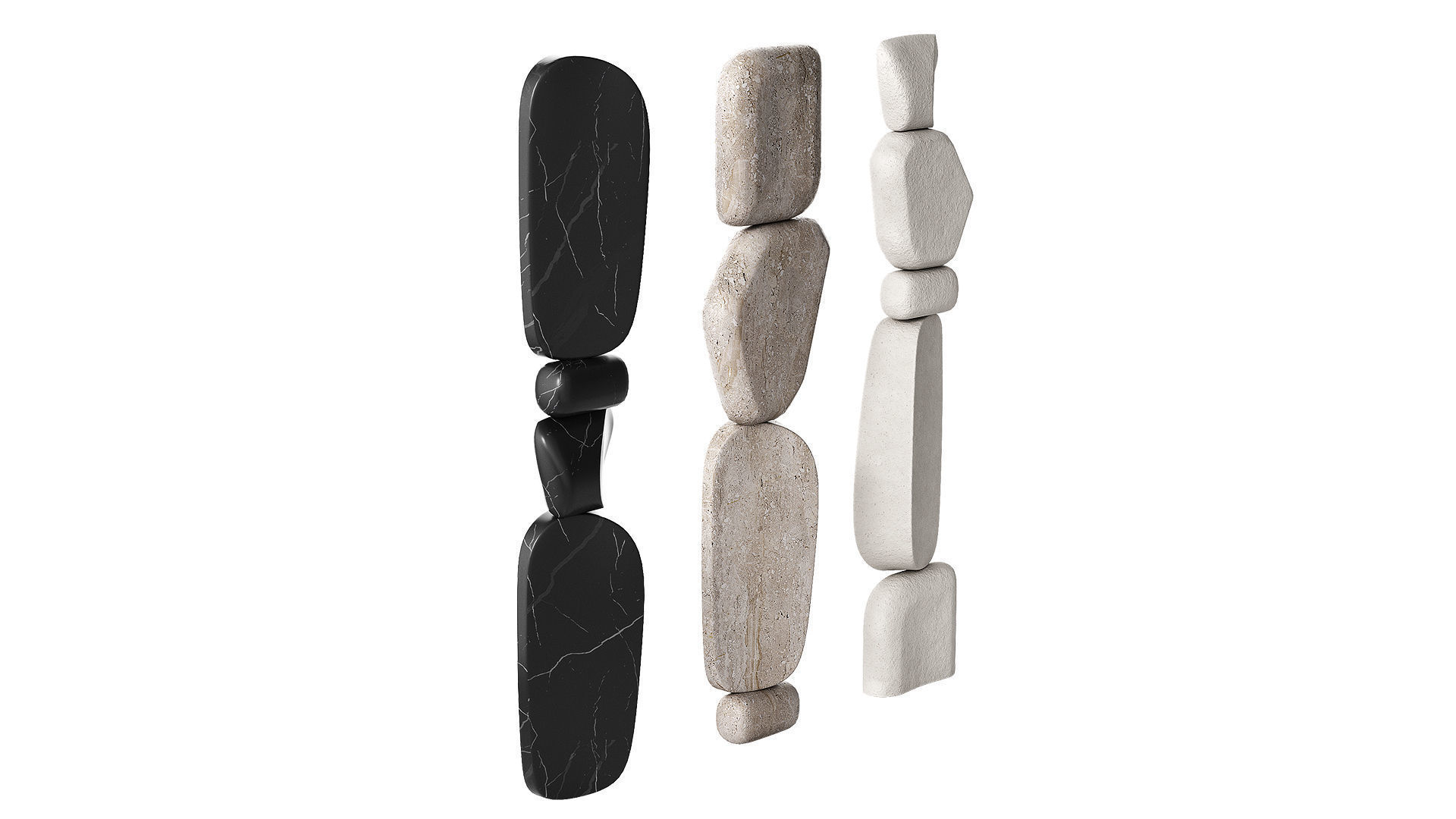 Standing Stone Pillars Modern Abstract sculpture 3D model_3