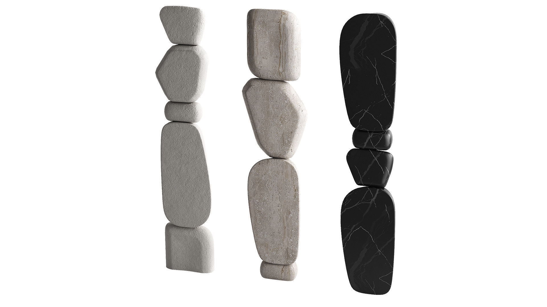 Standing Stone Pillars Modern Abstract sculpture 3D model_4