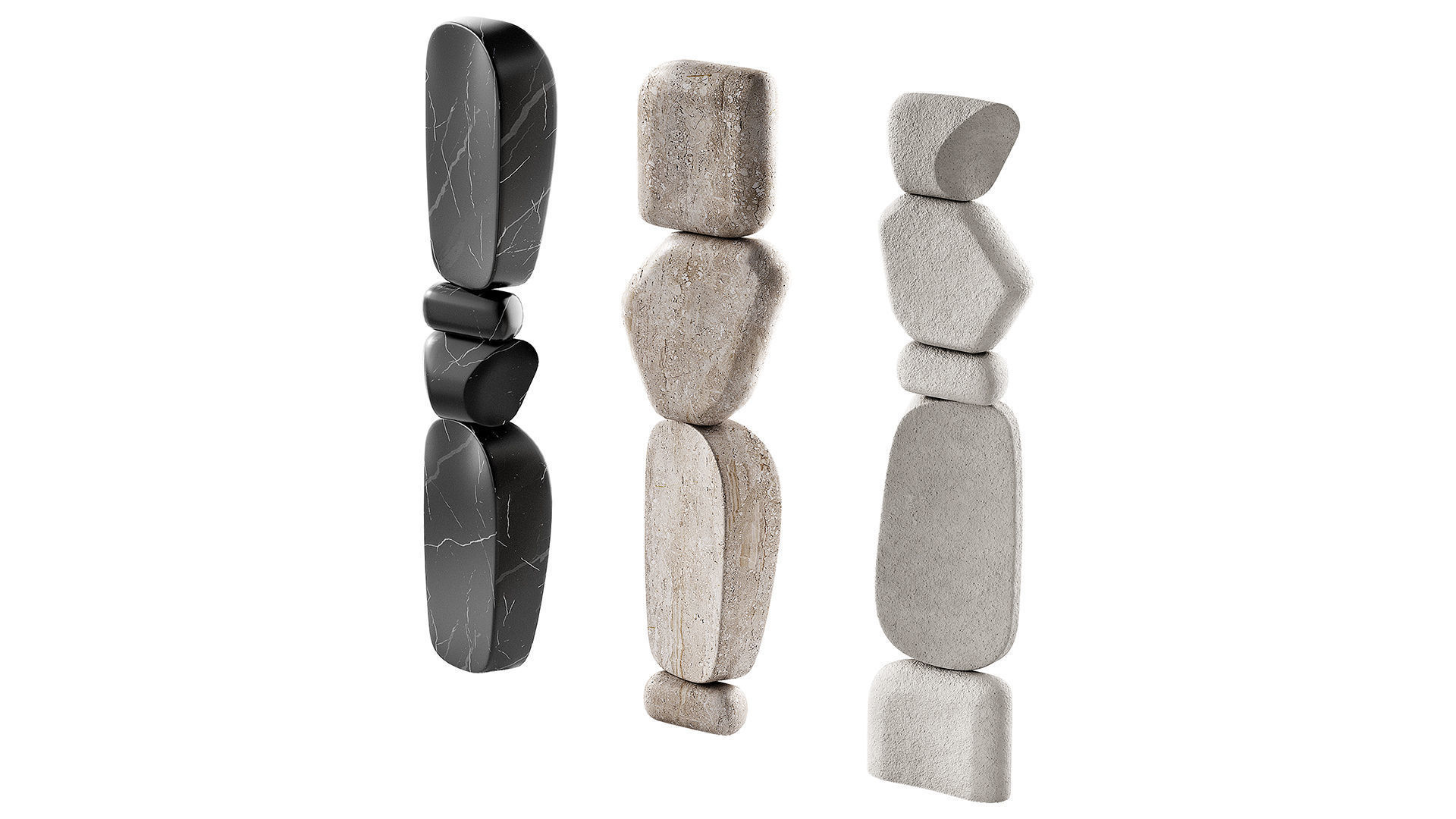 Standing Stone Pillars Modern Abstract sculpture 3D model_2