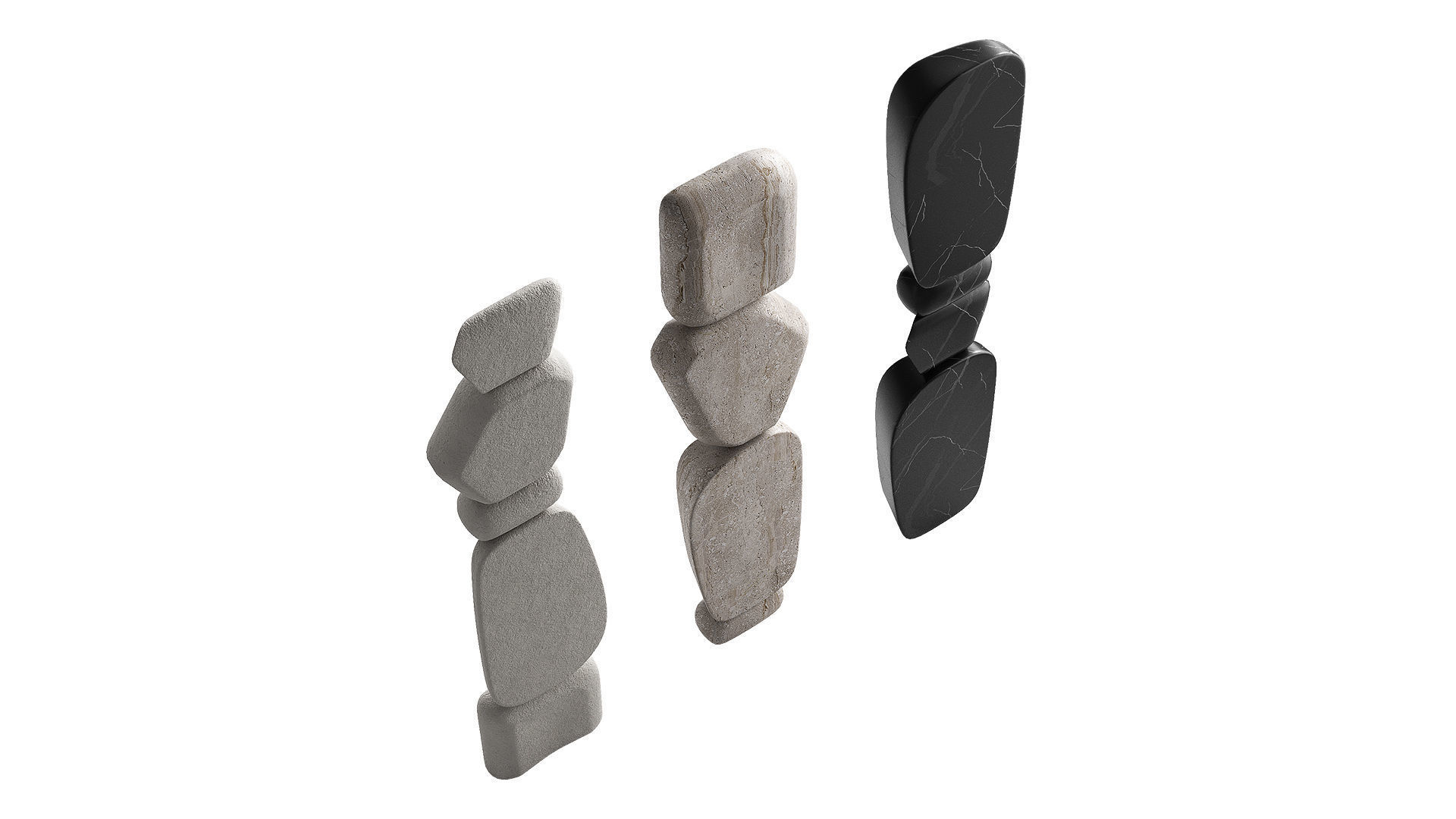Standing Stone Pillars Modern Abstract sculpture 3D model_5
