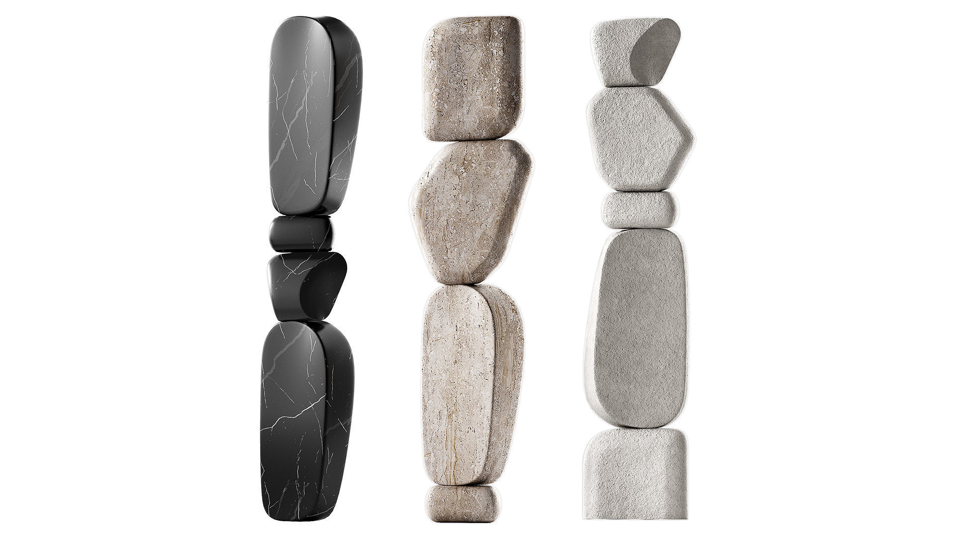 Standing Stone Pillars Modern Abstract sculpture 3D model_1