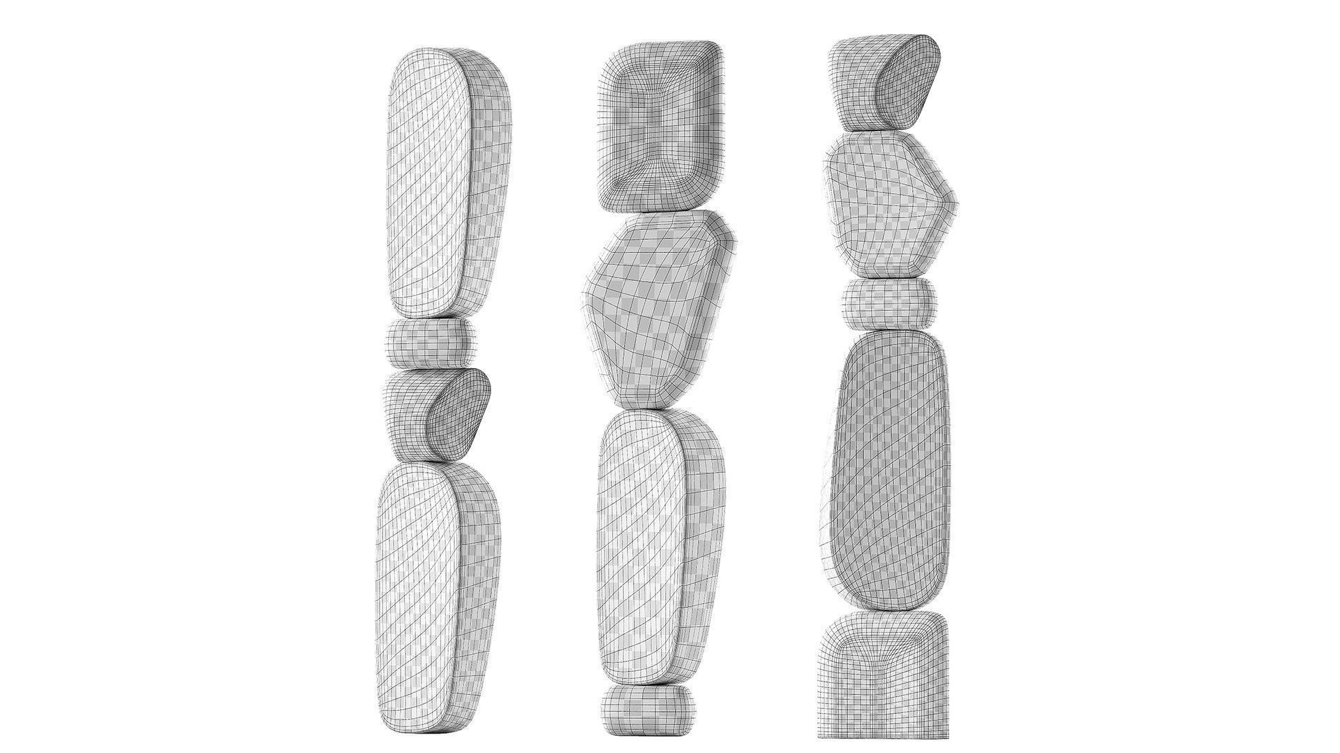 Standing Stone Pillars Modern Abstract sculpture 3D model_6
