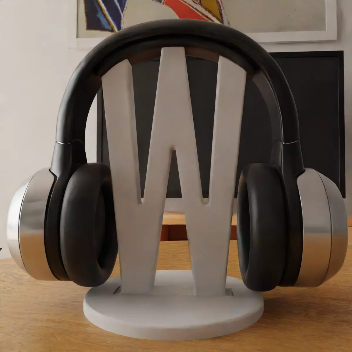 headphone holder stand letter w 3D print model