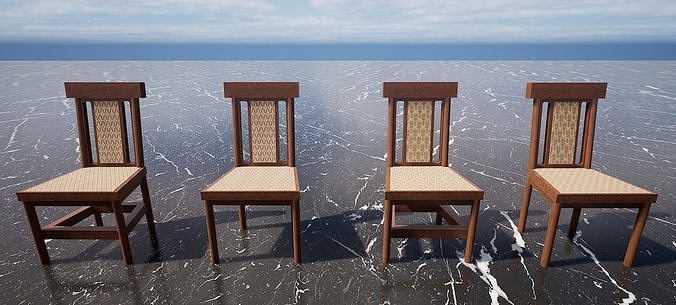 Four Old Granite Chairs Free 3D model
