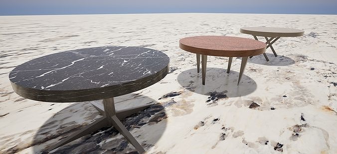 Three Modern Granite Tables Free 3D model