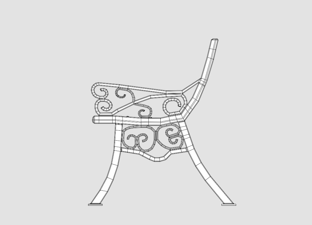 Street Bench V1 Low-poly 3D model_6