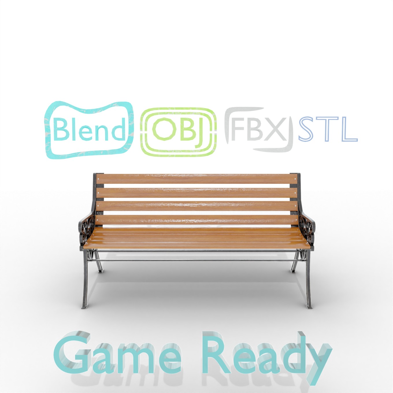 Street Bench V1 Low-poly 3D model_8