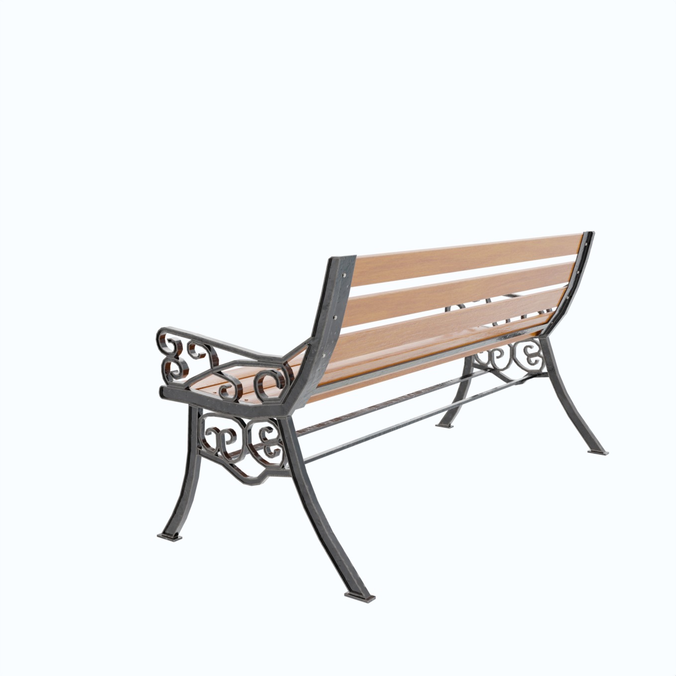 Street Bench V1 Low-poly 3D model_3