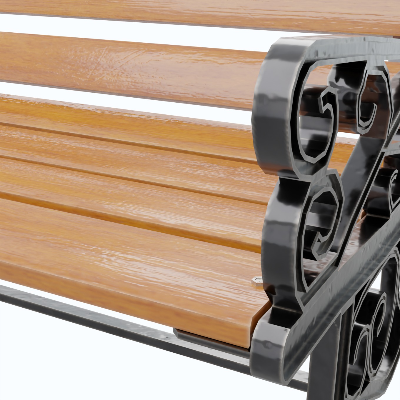 Street Bench V1 Low-poly 3D model_4