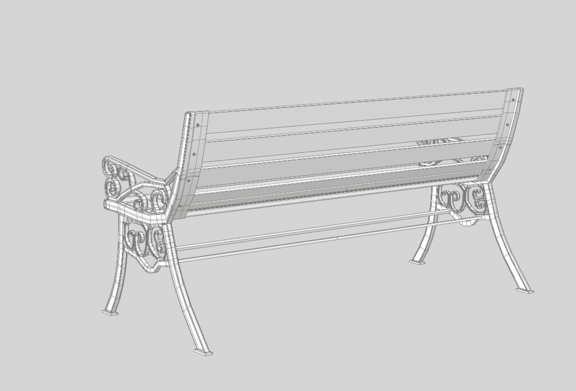 Street Bench V1 Low-poly 3D model_7